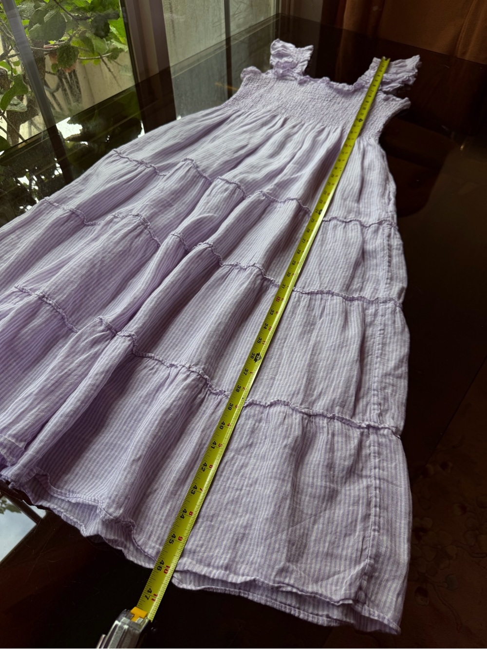 100% Linen Hill House Lavender Smocked Tiered Maxi Nap Dress - Picture 7 of 10